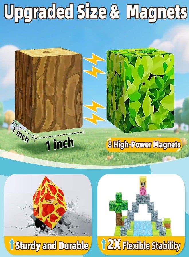 EchoPlan 150PCS Magnetic Blocks, Magnetic Building Blocks, STEM Constructions Magnet Blocks for Boys Girls Age 3 4 5 6 7 8 9 10, Sensory Stacking Toy Christmas Birthday Gifts for Kids, 1" Large Size - Image 2